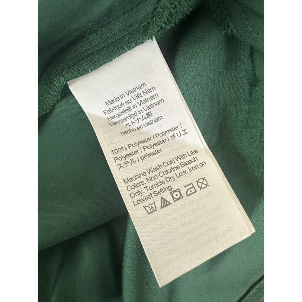 J. Crew Puff Sleeve Satin Back Crepe Top Emerald Green Blouse M NEW Office Chic - Picture 9 of 13